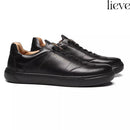 TÊNIS MASCULINO CASUAL EM COURO PRETO LINHA LIEVE