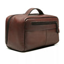 NECESSAIRE MASCULINA EM NYLON E COURO MARROM - CONHAQUE