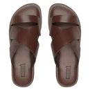 SANDÁLIA MASCULINA CASUAL EM COURO MARROM - CONHAQUE