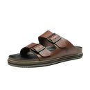 SANDÁLIA MASCULINA CASUAL EM COURO MARROM - SKAR CAMEL