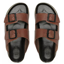 SANDÁLIA MASCULINA CASUAL EM COURO MARROM - SKAR CAMEL